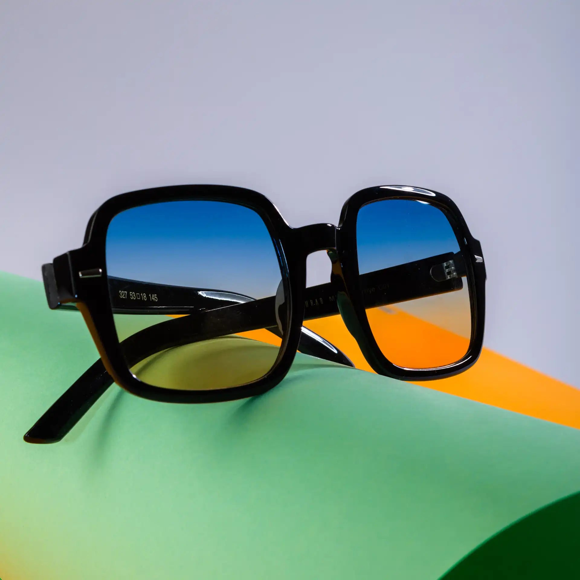 Furab Mavi Turuncu Degrade Kare Çerçeveli Kadın Güneş Gözlüğü